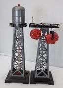 Marx O Gauge Train Accessories: Search Light Towers, Water Towers, Revolving Beacon & Crane