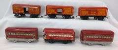 Lot of 15 Marx O Gauge red Bogota, Montclair, Observation, 547 REA, USM-1953 passenger trains