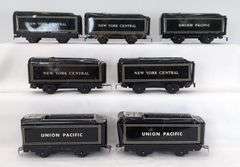 Lot of 14 Marx O Gauge lithographed tinplate - 551 New York Central & 551 Union Pacific steam locomotive tenders