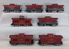 Lot of 11 Marx O Gauge lithographed tinplate Cabooses - 20102 NYC & 92812 Reading Lines
