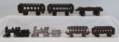 Cast Iron Train Locomotives, C.P. R.R. cart and Passenger Cars floor toys
