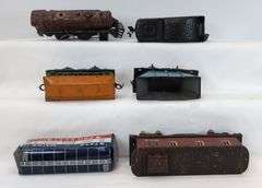 Mixed Lot of Early Tinplate Sheet Metal Toy Train Cars Ives, Marx Joy Line