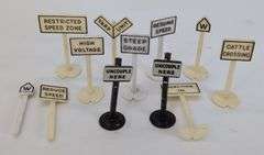 Marx O Gauge Train Accessories Crossing Signal, Crossing Gates, Signs, Telephone Poles, and More