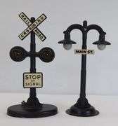Marx O Gauge Tinplate Train Signals, Lamp Posts, Crossing Gates, Switch Tower, more