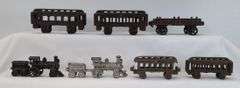 Cast Iron Train Locomotives, C.P. R.R. cart and Passenger Cars floor toys