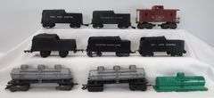 Lot of 27 Marx O Gauge tank, box, flat, hopper, gondola, searchlight cars