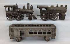 Cast Iron Pennsylvania Limited combine car, No. 400 2-4-0 , unnumbered 2-4-0 floor toys