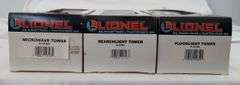 Lionel "O" and "O27" Gauge Train Accessories Floodlight, Searchlight, and Microwave Towers in box