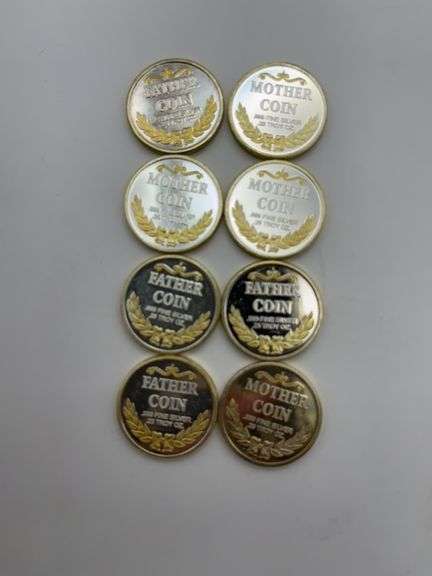 Set of 8 "Mother Coin" and "Father Coin" .25 Troy oz Fine Silver Rounds
