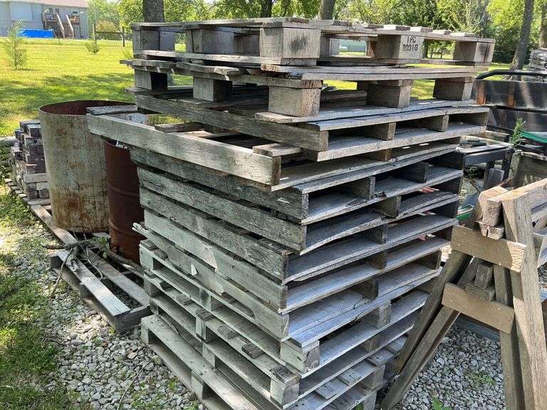 Lot of Wooden Pallets and Sawhorse image
