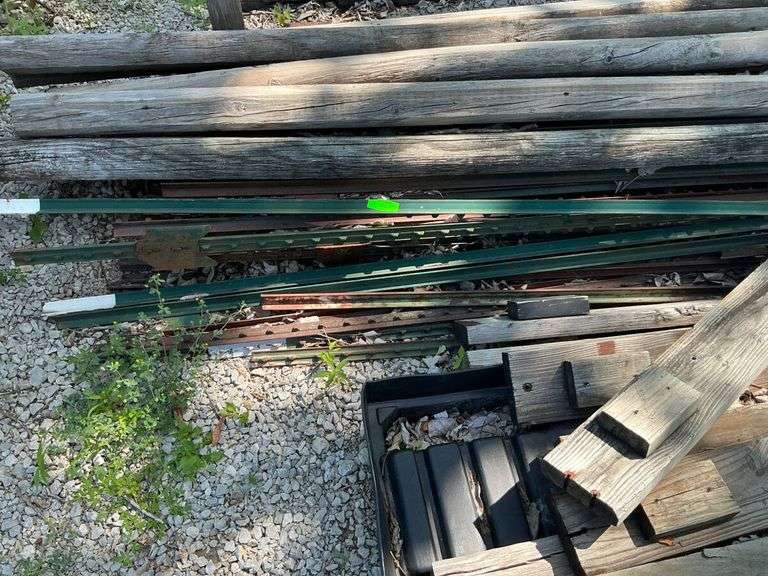 Lot of Assorted Fencing, 8' T Posts and Lumber image