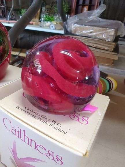 Caithness Glass Paperweight & Joe Rice Apple Paperweight