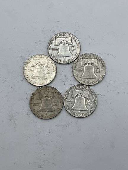 Collection of Five Franklin Half Dollars (1957-1962)