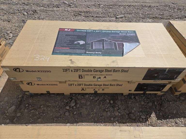 New 33FT x 25FT Double Garage Steel Barn Shed Model K3325G image