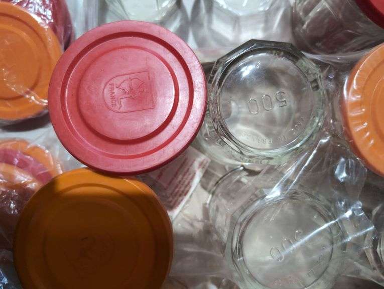 Lot of Glass Yogurt Jars with Lids