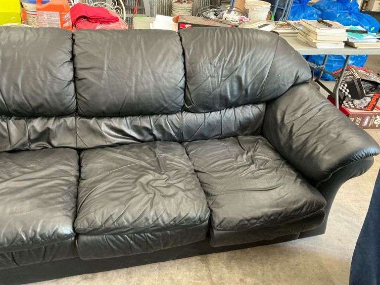 Black Leather Living Room Set: Sofa, Loveseat, Chair & Ottoman