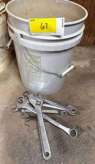Bucket with Hand Tools - Wrenches, Pliers, and More