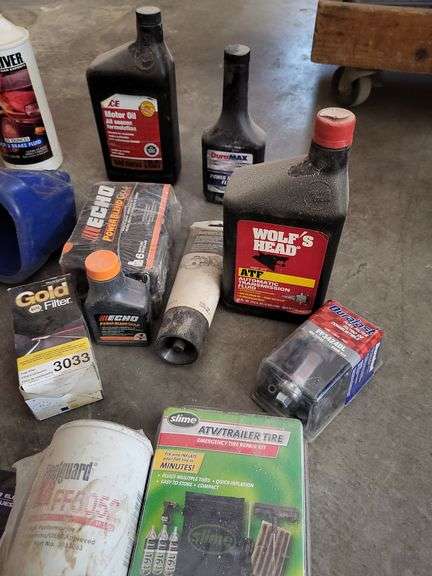Lot of Assorted Automotive Fluids, Filters, and Parts