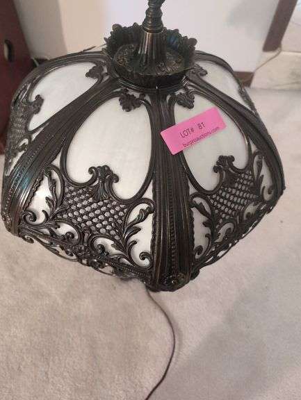 Ornate Metal and Glass Table Lamp