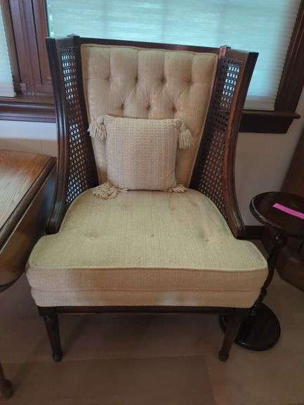 Upholstered Accent Chair with Assorted Tables and Framed Art