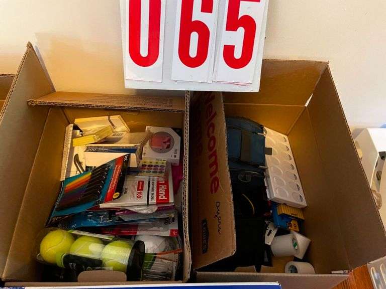 Assorted Office and School Supplies with HP Printer and Filing System