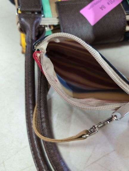 JoAnn Moore Designs Long Handle Fold-Up Tote and Striped Purse