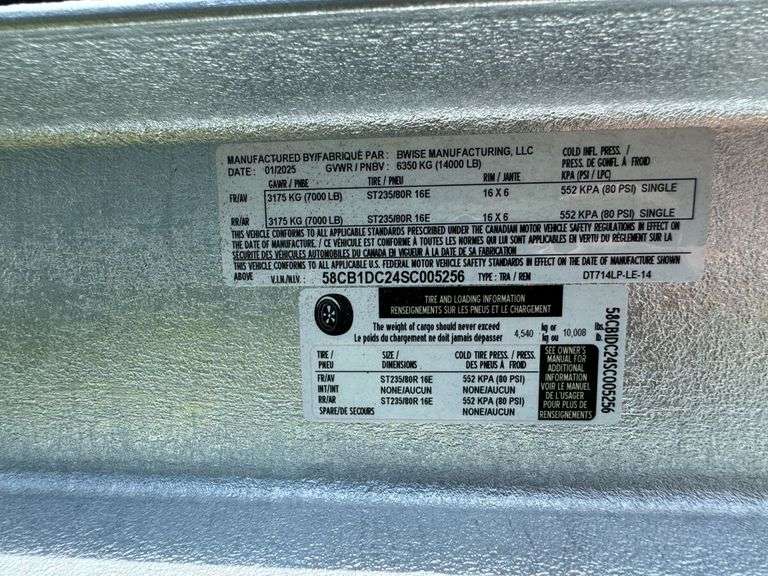 2025 BWise DT714LP-LE-14 Dump Trailer, VIN: 58CB1DC24DC0055256