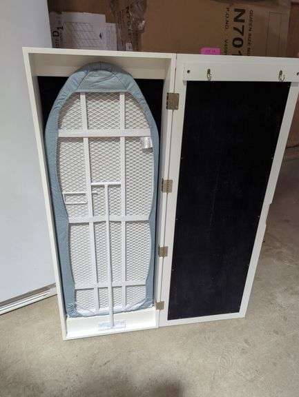 Wall-Mounted Mirror with Hidden Ironing Board Cabinet