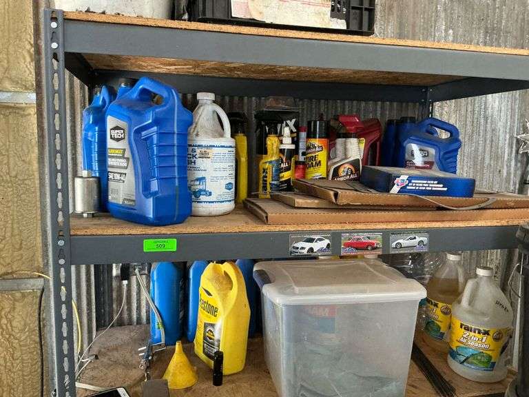 Garage Shelf with Auto Supplies