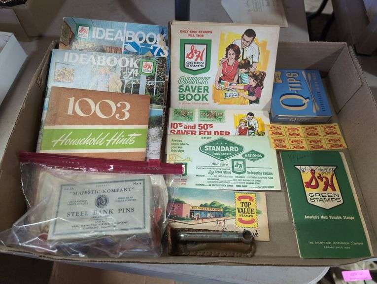 S&H Green Stamps, Q-Tips, and Bank Pins Lot