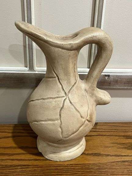 Decorative Window Pane Wall Hanging and Ceramic Pitcher