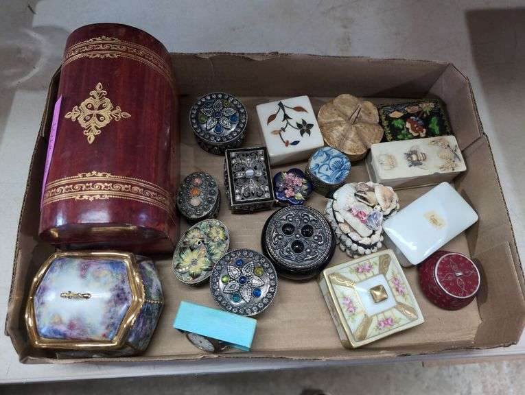 Mixed Lot: Decorative Boxes, Musical Prayer Box, Pocket Watches & More