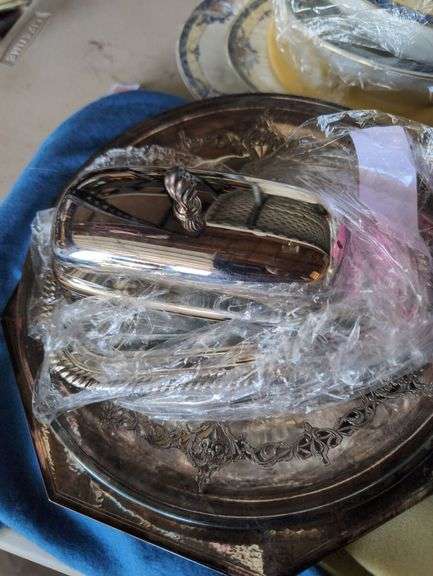 Silver Plated Serving Set: Platter, Butter Dish, and More