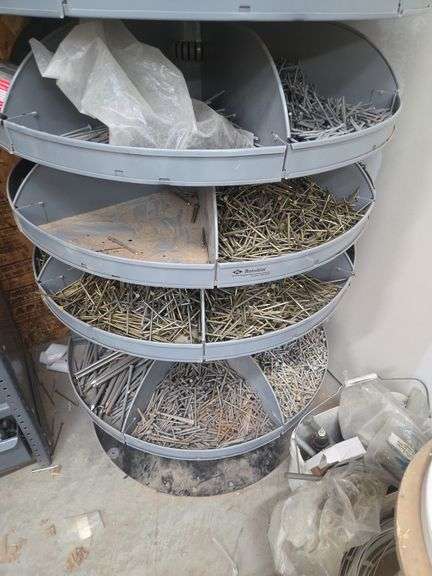 Spiral Rotating Storage Unit with Assorted Nails, Screws and Hardware