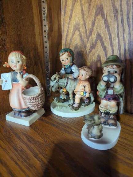 Three Goebel Hummel Figurines: "Mail", "Ride", and "Scout"