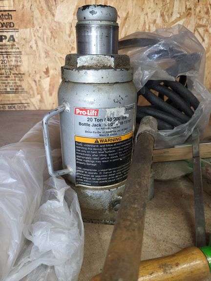 Assorted Hand Tools and 20-Ton Bottle Jack