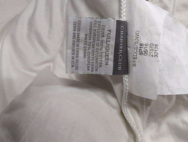 Handmade Crochet Blanket and Charter Club Full/Queen White Down Comforter