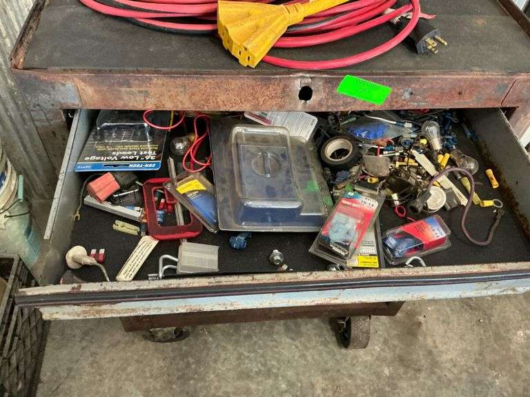 Rolling Tool Cabinet with Electrical Parts and Supplies image