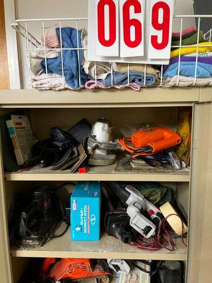 Cabinet with Tools, Manuals, Starlink Box, and More