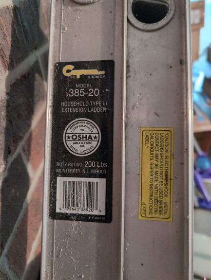 20 Foot Extension Ladder - Household Type III