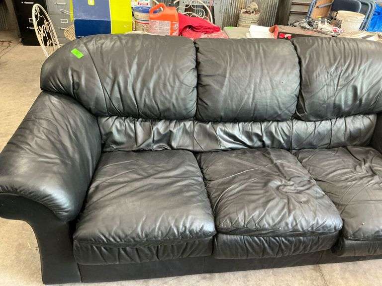 Black Leather Living Room Set: Sofa, Loveseat, Chair & Ottoman