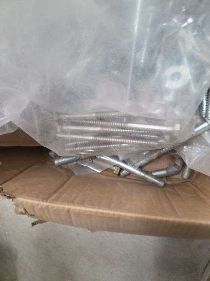 Box Lot of Assorted Bolts, Screws, and Hardware