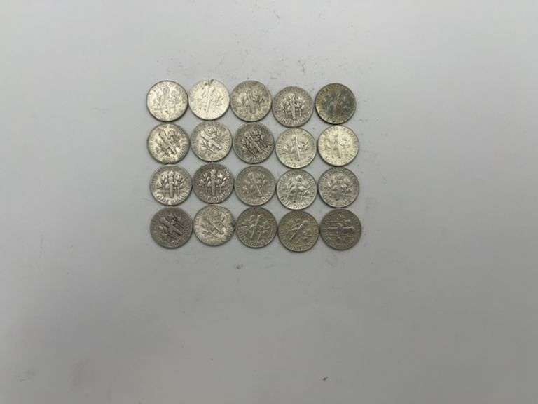 Group of Twenty Roosevelt Silver Dimes