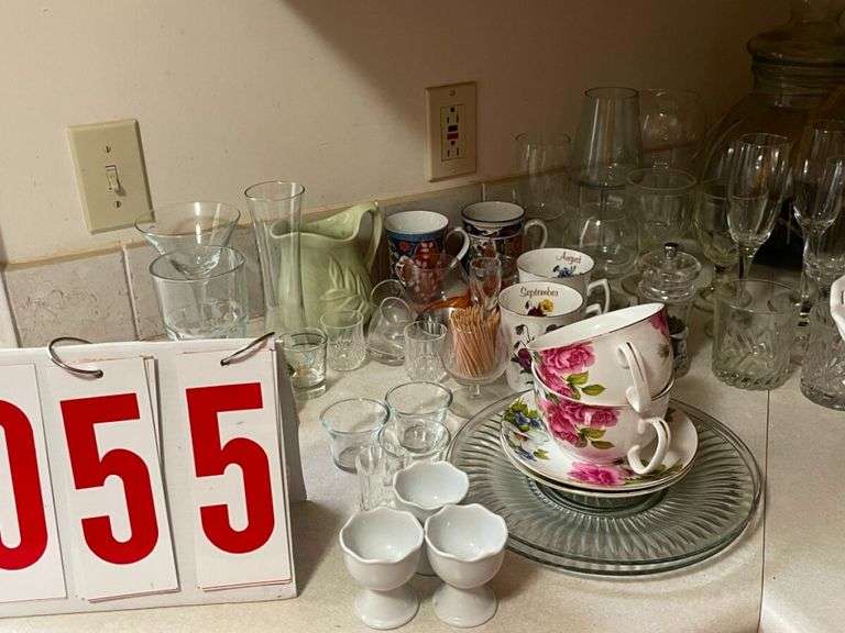 Variety of Kitchenware - Glasses, Teacups, Pitchers, and Storage Containers