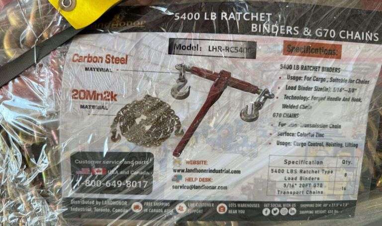 24QTY Chains & Binders G70 5400lbs. LHR-RC5400