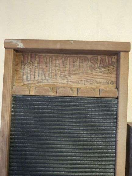 Collection of Early Household Items: Washboard, Butter Churn, Clock, and More