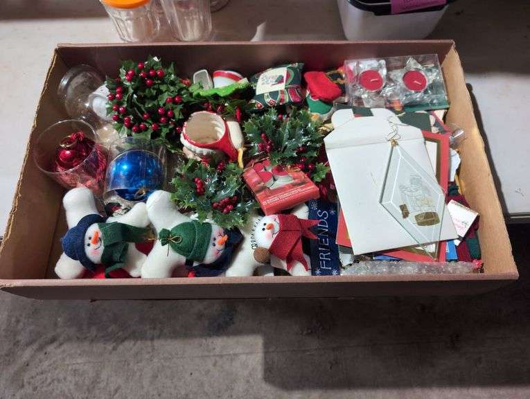 Box Lot of Christmas Decorations