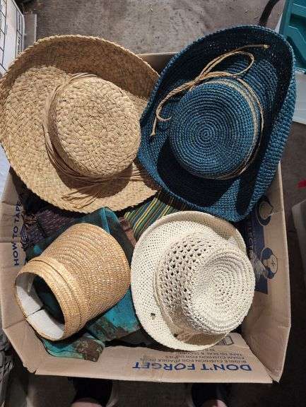 Box Lot of Hats and Linens