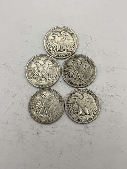 Walking Liberty Half Dollar Coins Lot of 5