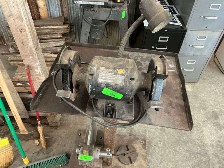 Bench Grinder with Stand and Lamp